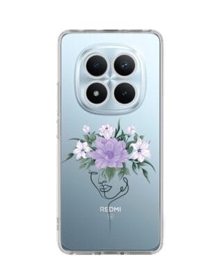 Etui do Xiaomi Redmi Note 15 Pro 4G przeźroczyste, silikonowe Flexi, kobieta z Kwiatami