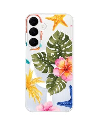 Etui do Samsung Galaxy A25 5G z MagSafe przeźroczyste, silikonowe Flexi, Summer Patterns, tropikalny wzór