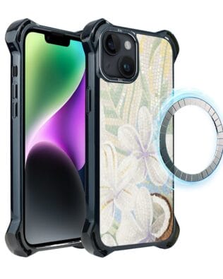 Etui do iPhone 14 Plus IBIZU DropGuard Ultra z MagSafe, Modern Classics, Biała lilia