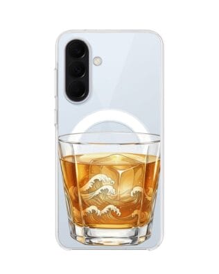 Etui do Samsung Galaxy A57 z MagSafe przeźroczyste, silikonowe Flexi, Paradise, Whiskey on the rocks