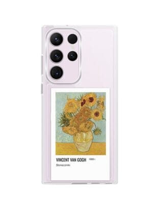 Etui do Samsung Galaxy S23 Ultra z MagSafe przeźroczyste, silikonowe Flexi, słoneczniki Van Gogh