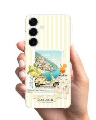 Etui do Samsung Galaxy S25 przeźroczyste, silikonowe Flexi, Italian Summer, Ciao Italia