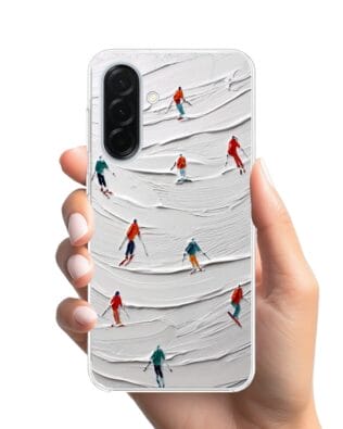 Etui do Samsung Galaxy A37 z MagSafe przeźroczyste, silikonowe Flexi, Zimowa magia, Narciarski obraz