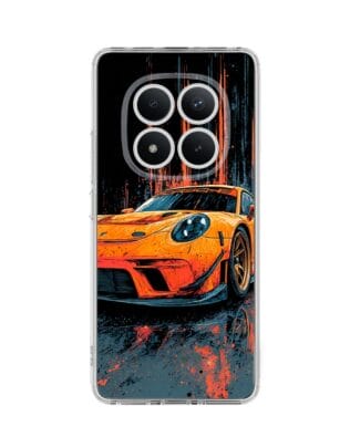Etui do Xiaomi Redmi Note 15 5G przeźroczyste, silikonowe Flexi, Szybkie Auta, Pomarańczowa 911