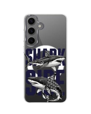 Etui do Samsung Galaxy S24 z MagSafe przeźroczyste, silikonowe Flexi, Summer Patterns, Shark side