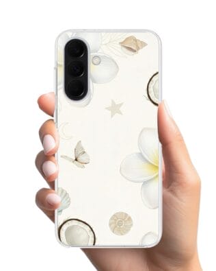 Etui do Samsung Galaxy A57 z MagSafe przeźroczyste, silikonowe Flexi, Summer Patterns, hawajskie kokosy