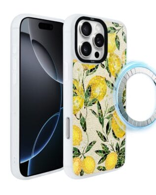 Etui do iPhone 16 Pro IBIZU DropGuard Matt z MagSafe, Modern Classics, Cytrynowe gaje