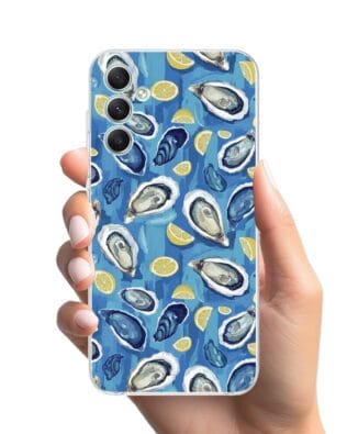 Etui do Samsung Galaxy A34 5G przeźroczyste, silikonowe Flexi, Summer Patterns, ostrygi z cytrynką