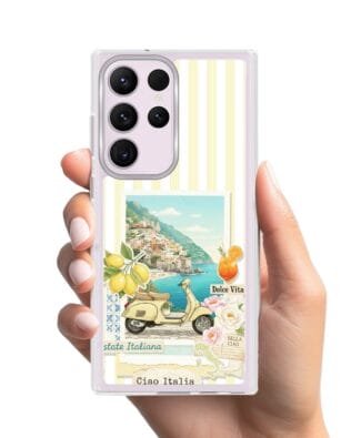 Etui do Samsung Galaxy S23 Ultra z MagSafe przeźroczyste, silikonowe Flexi, Italian Summer, Ciao Italia