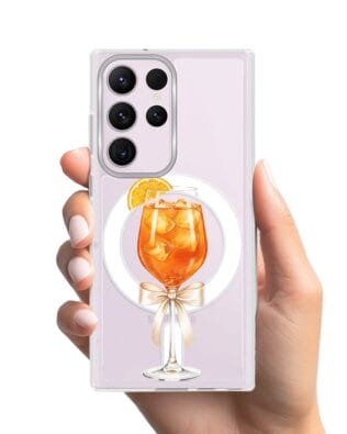 Etui do Samsung Galaxy S23 Ultra z MagSafe przeźroczyste, silikonowe Flexi, Paradise, Aperol Spritz
