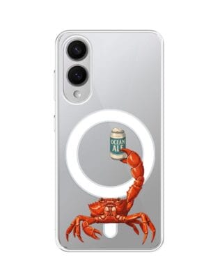 Etui do Samsung Galaxy S25 Edge z MagSafe przeźroczyste, silikonowe Flexi, Paradise, krab z piwem