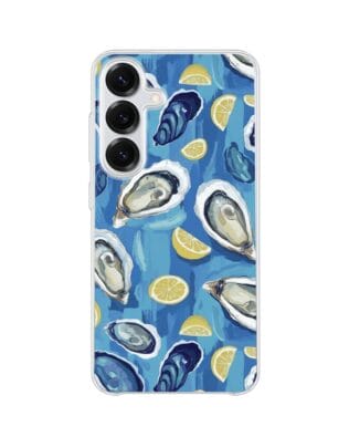 Etui do Samsung Galaxy S25 Plus z MagSafe przeźroczyste, silikonowe Flexi, Summer Patterns, ostrygi z cytrynką
