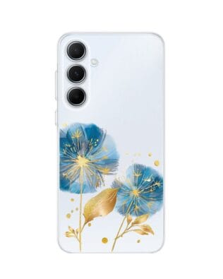 Etui do Samsung Galaxy A55 5G przeźroczyste, silikonowe Flexi, Kwiaty, niebieskie dmuchawce
