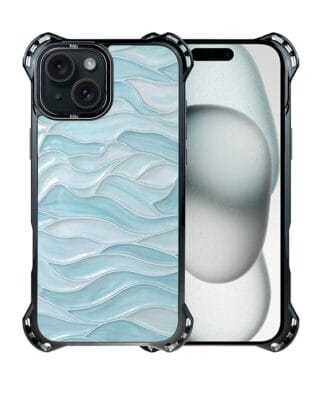 Etui do iPhone 15 Plus IBIZU DropGuard Ultra z MagSafe, Aqua Glass, błękitne fale