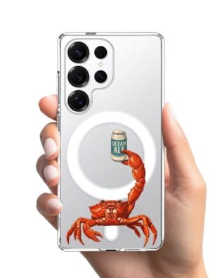 Etui do Samsung Galaxy S25 Ultra z MagSafe przeźroczyste, silikonowe Flexi, Paradise, krab z piwem