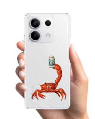 Etui do Xiaomi Redmi Note 13 Pro 5G przeźroczyste, silikonowe Flexi, Paradise, krab z piwem