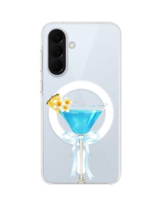 Etui do Samsung Galaxy A57 z MagSafe przeźroczyste, silikonowe Flexi, Paradise, Blue Hawaii