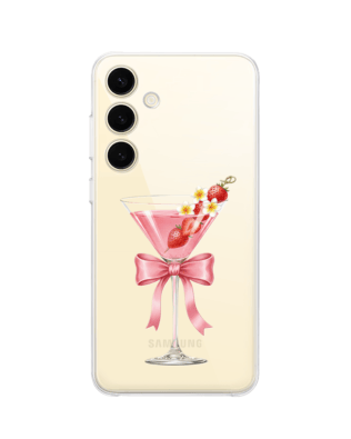 Etui do Samsung Galaxy S24 przeźroczyste, silikonowe Flexi, Paradise, Strawberry Martini