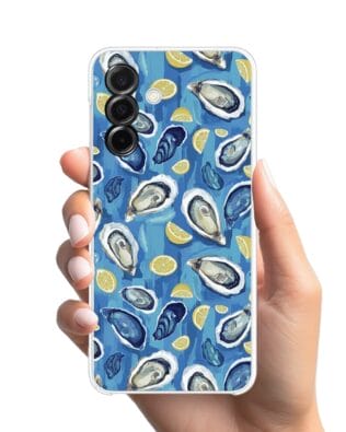 Etui do Samsung Galaxy A26 5G przeźroczyste, silikonowe Flexi, Summer Patterns, ostrygi z cytrynką