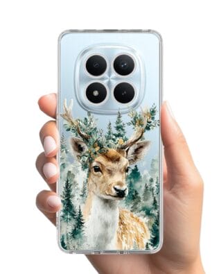 Etui do Xiaomi Redmi Note 15 Pro 4G przeźroczyste, silikonowe Flexi, Przytulne święta, Leśny jelonek