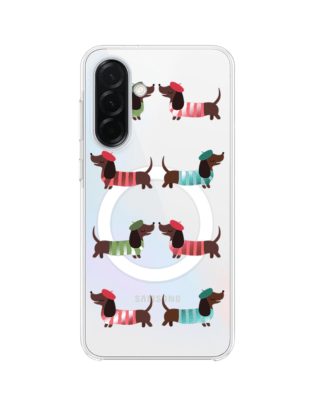 Etui do Samsung Galaxy A37 z MagSafe przeźroczyste, silikonowe Flexi, eleganckie jamniki