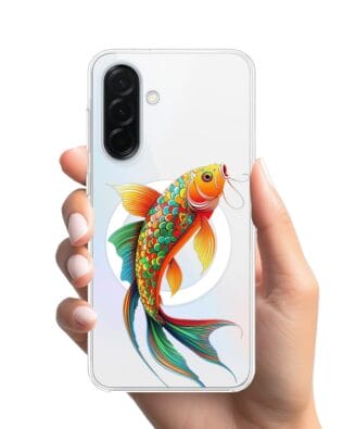 Etui do Samsung Galaxy A37 z MagSafe przeźroczyste, silikonowe Flexi, Dzika Mandala, Złota ryba