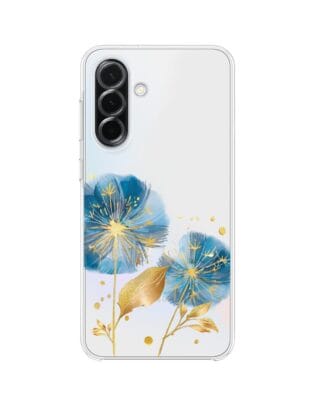 Etui do Samsung Galaxy A36 5G przeźroczyste, silikonowe Flexi, Kwiaty, niebieskie dmuchawce