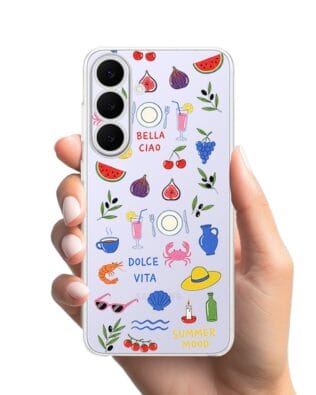 Etui do Samsung Galaxy S25 FE przeźroczyste, silikonowe Flexi, Italian Summer, kolorowe wakacje