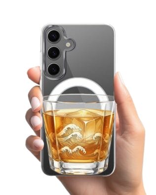 Etui do Samsung Galaxy S24 z MagSafe przeźroczyste, silikonowe Flexi, Paradise, Whiskey on the rocks
