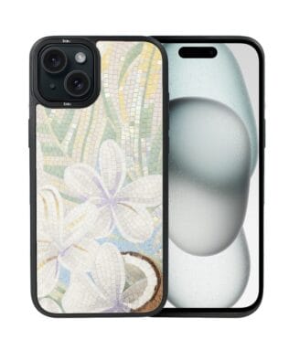 Etui do iPhone 15 IBIZU DropGuard Matt z MagSafe, Modern Classics, Biała lilia