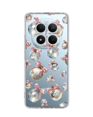 Etui do Xiaomi Redmi Note 15 Pro 4G przeźroczyste, silikonowe Flexi, Przytulne święta, Pastelowe bombki