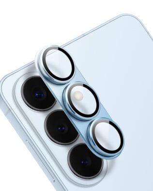 Metalowa osłona na cały aparat z wbudowanymi szkłami do Samsung Galaxy S26, niebieska