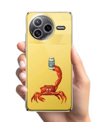 Etui do Xiaomi POCO F7 Ultra przeźroczyste, silikonowe Flexi, Paradise, krab z piwem
