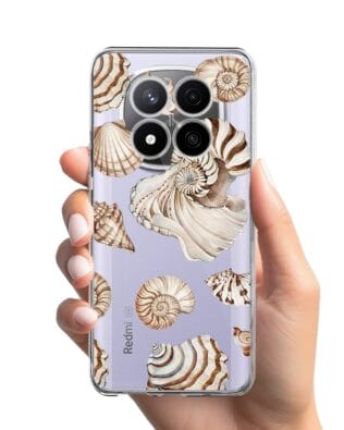 Etui do Xiaomi Redmi Note 14 Pro 4G przeźroczyste, silikonowe Flexi, Summer Patterns, ozdobne muszle