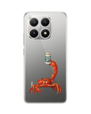 Etui do Xiaomi 15T przeźroczyste, silikonowe Flexi, Paradise, krab z piwem