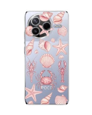 Etui do Xiaomi POCO F7 Pro przeźroczyste, silikonowe Flexi, Summer Patterns, krewetkowy róż