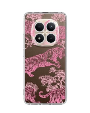 Etui do Xiaomi Redmi Note 15 Pro Plus 5G przeźroczyste, silikonowe Flexi, Mystic, Różowe tygrysy