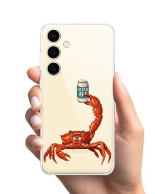 Etui do Samsung Galaxy S24 Plus przeźroczyste, silikonowe Flexi, Paradise, krab z piwem