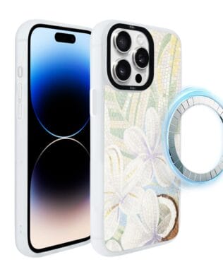 Etui do iPhone 14 Pro Max IBIZU DropGuard Matt z MagSafe, Modern Classics, Biała lilia