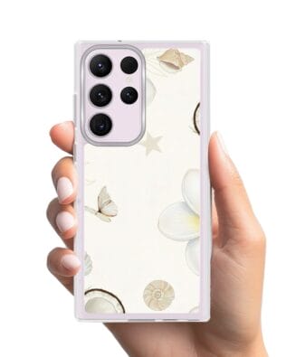 Etui do Samsung Galaxy S23 Ultra z MagSafe przeźroczyste, silikonowe Flexi, Summer Patterns, hawajskie kokosy
