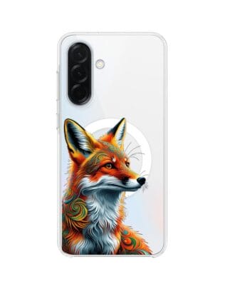 Etui do Samsung Galaxy A37 z MagSafe przeźroczyste, silikonowe Flexi, Dzika Mandala, Twarz lisa