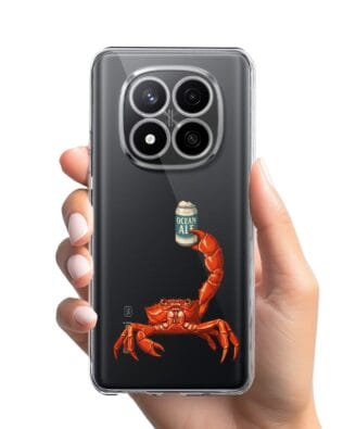 Etui do Xiaomi Redmi Note 14 Pro 4G przeźroczyste, silikonowe Flexi, Paradise, krab z piwem