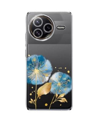 Etui do Xiaomi POCO F7 Ultra przeźroczyste, silikonowe Flexi, Kwiaty, niebieskie dmuchawce