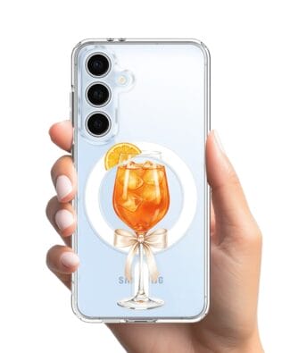 Etui do Samsung Galaxy S24 FE z MagSafe przeźroczyste, silikonowe Flexi, Paradise, Aperol Spritz