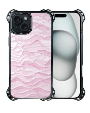 Etui do iPhone 15 Plus IBIZU DropGuard Ultra z MagSafe, Aqua Glass, różowe fale