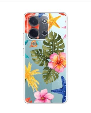 Etui do Xiaomi POCO C85 przeźroczyste, silikonowe Flexi, Summer Patterns, tropikalny wzór