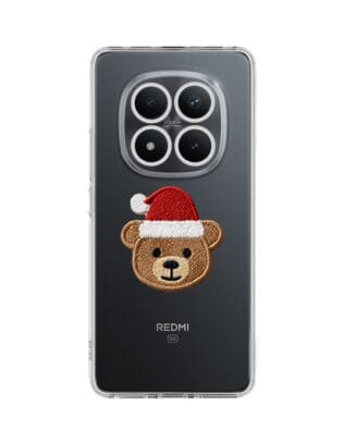 Etui do Xiaomi Redmi Note 15 Pro 5G przeźroczyste, silikonowe Flexi, Przytulne święta, Miś mikołajek