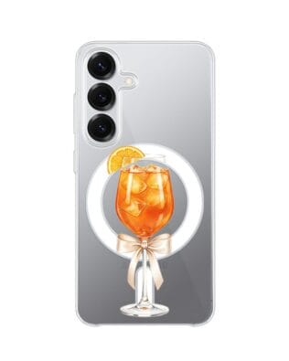 Etui do Samsung Galaxy S25 Plus z MagSafe przeźroczyste, silikonowe Flexi, Paradise, Aperol Spritz