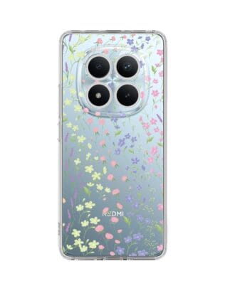 Etui do Xiaomi Redmi Note 15 Pro 4G przeźroczyste, silikonowe Flexi, kwiaty polne