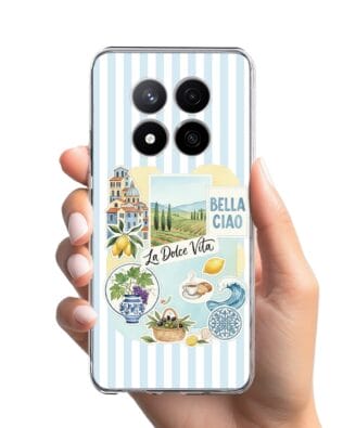 Etui do Xiaomi Redmi Note 14 Pro 4G przeźroczyste, silikonowe Flexi, Italian Summer, La Dolce Vita